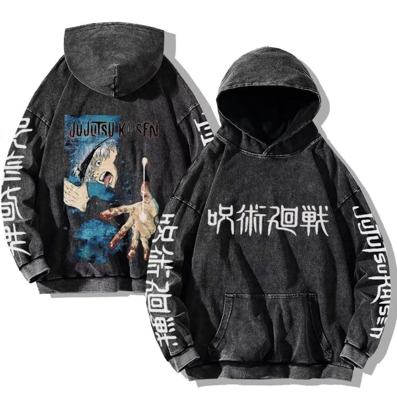 Anime Cosplay Couple - Japanese Jujutsu Kaisen Anime Hooded Washed