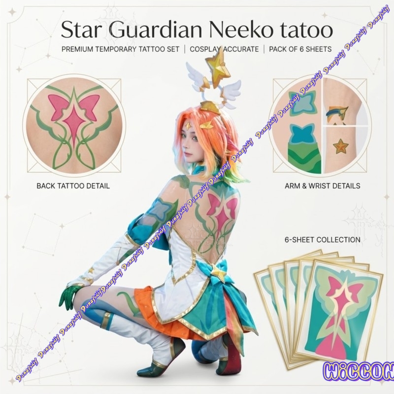 Anime Cosplay Photo - Star Guardian Neeko Temporary Tattoo Stickers