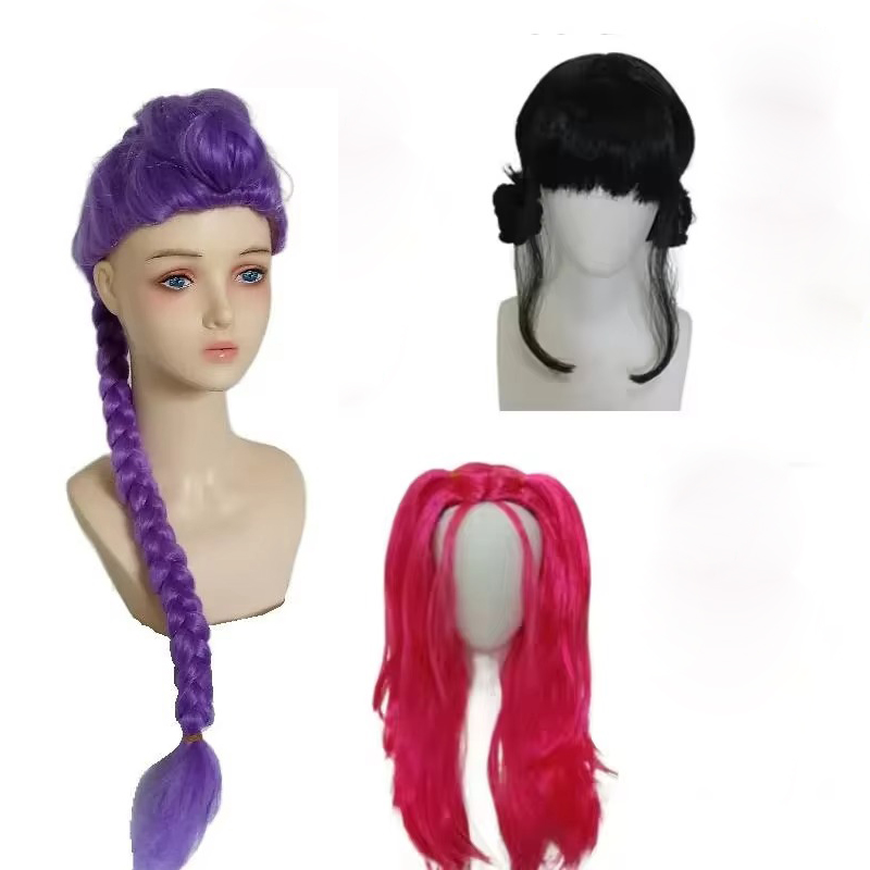 Anime Long Purple Braiding Hai - Anime Cosplay Girl With Black Hair review and price