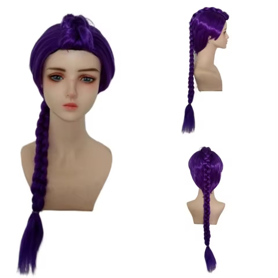 Anime Long Purple Braiding Hai - Anime Cosplay Girl With Black Hair review and price