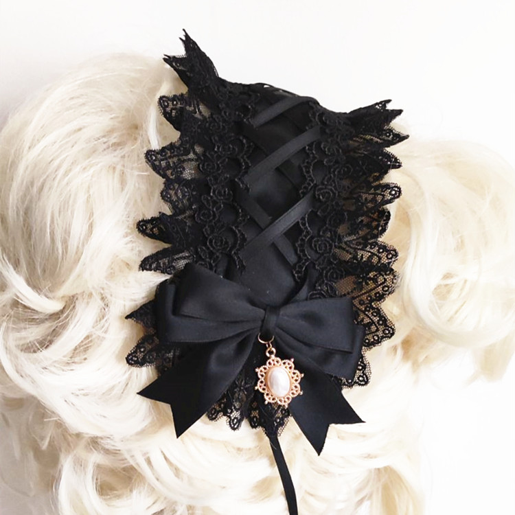 Red Dark Gothic Lolita Lace Ha - Anime Cosplay Girl With Black Hair review and price